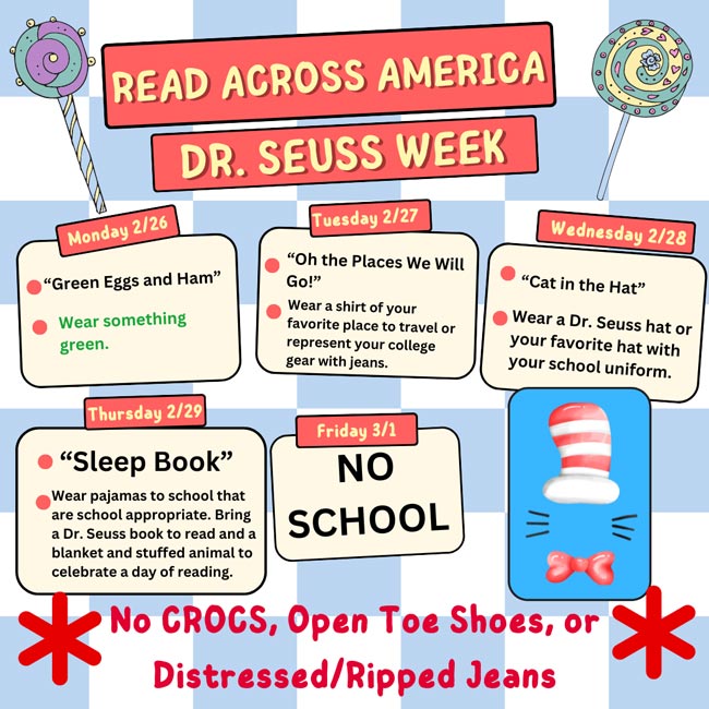 Read Across America Dr. Seuss Week Sacred Heart Elementary School